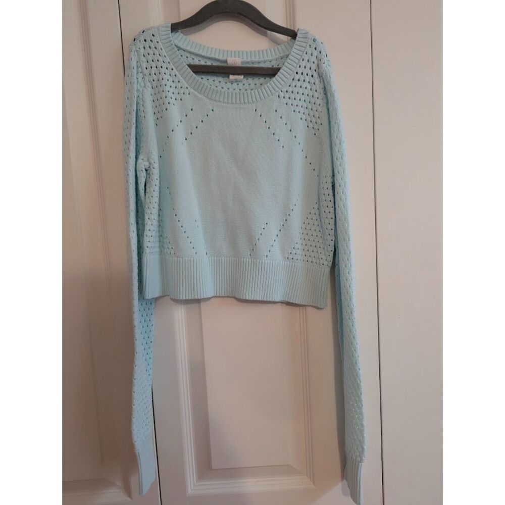 Ivivva by Lululemon lightweight teal blue pure cotton sweater sz 12 Girls